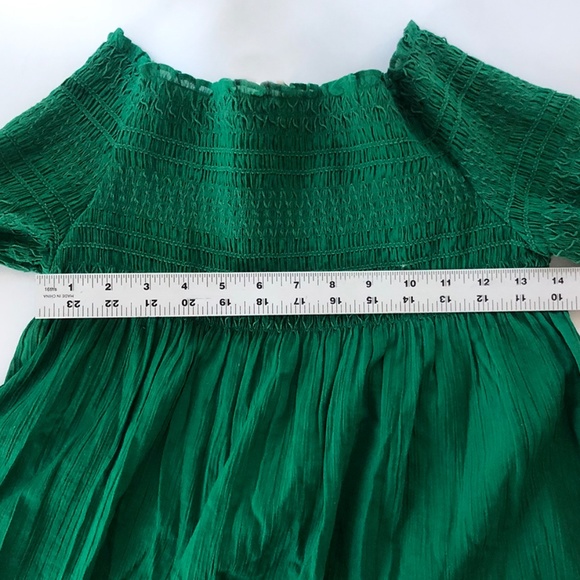 MAJE smocked off the shoulder green top Size 1 - Picture 9 of 10